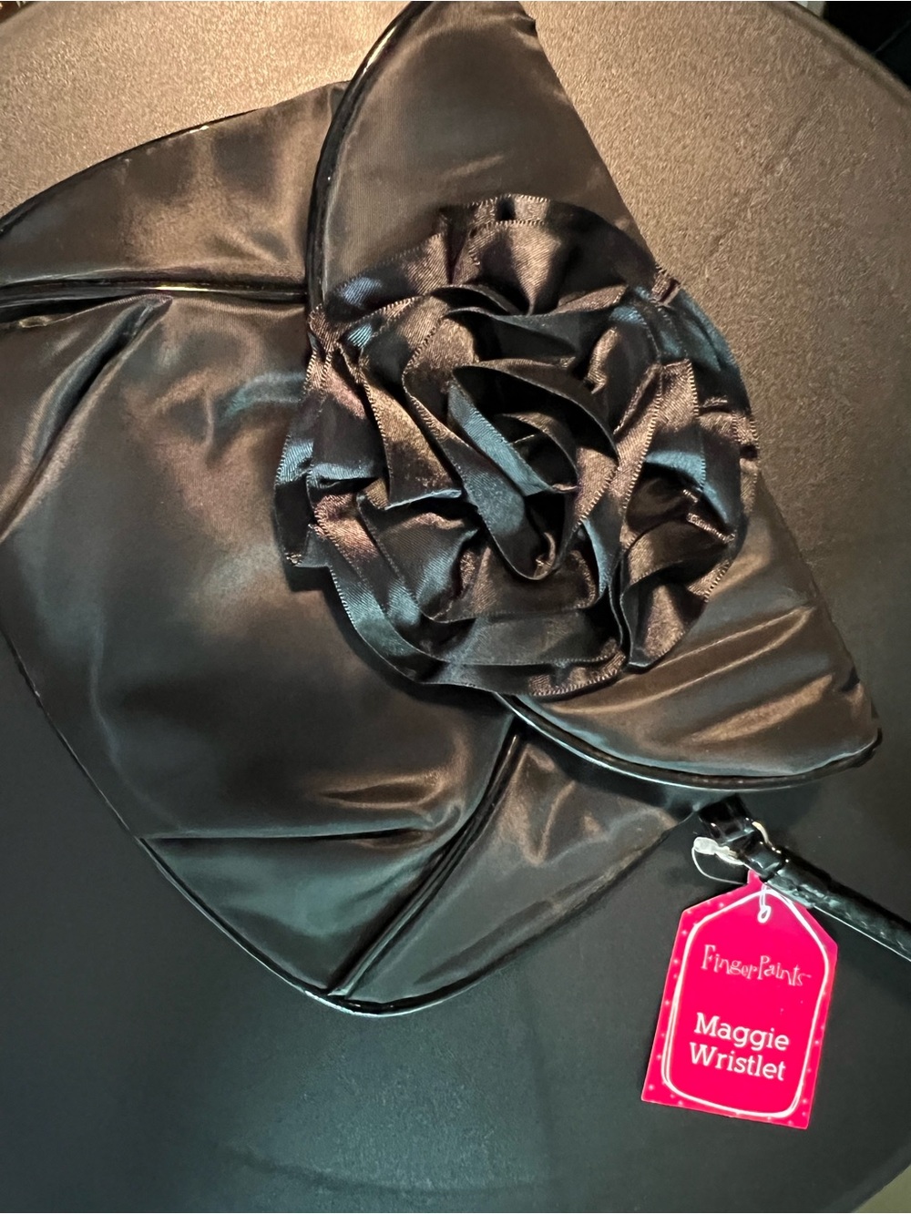 FingerPaints Maggie Wristlet in Black with Rosette